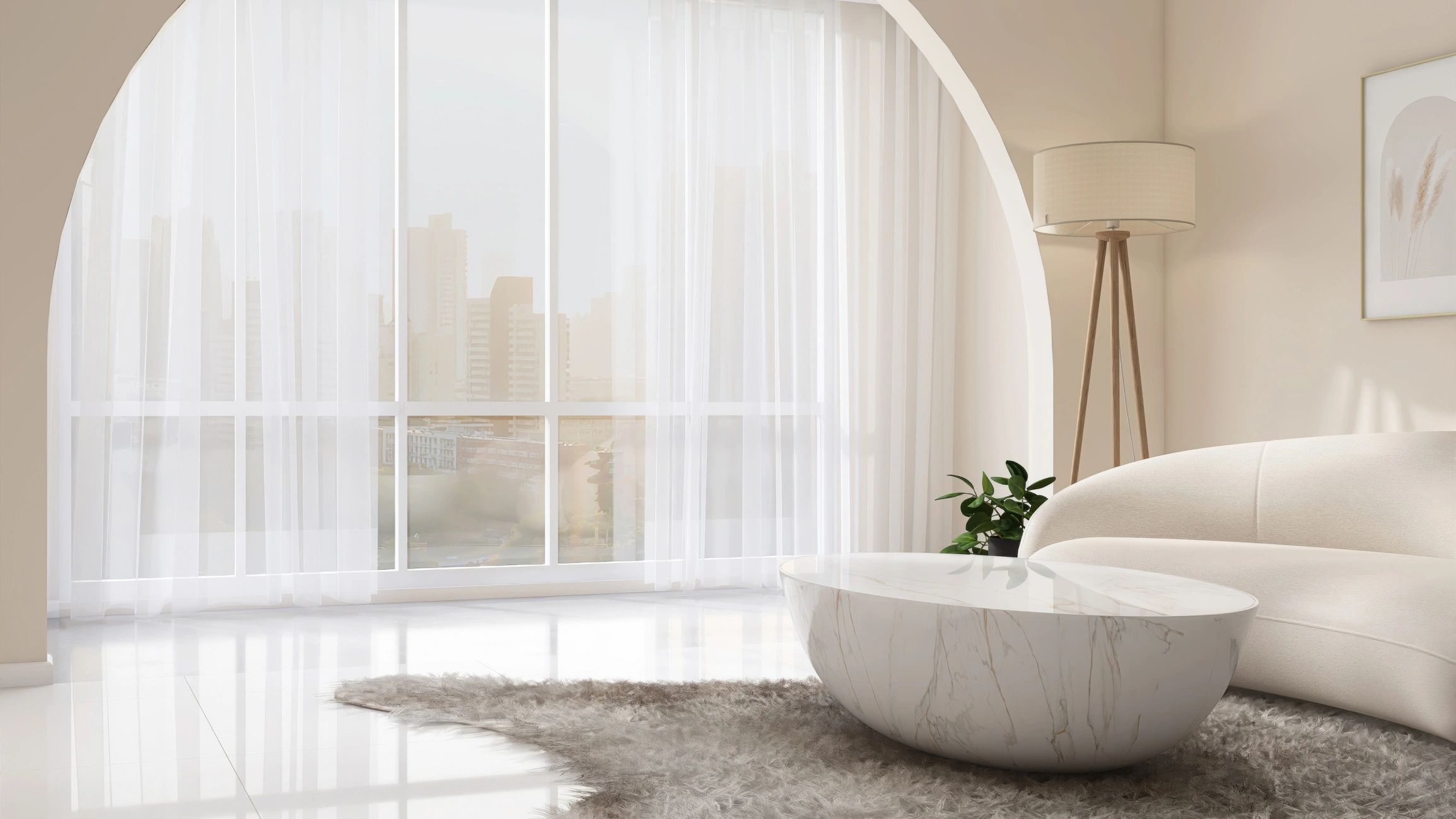 Elegant lounge-style interior with refined furnishings