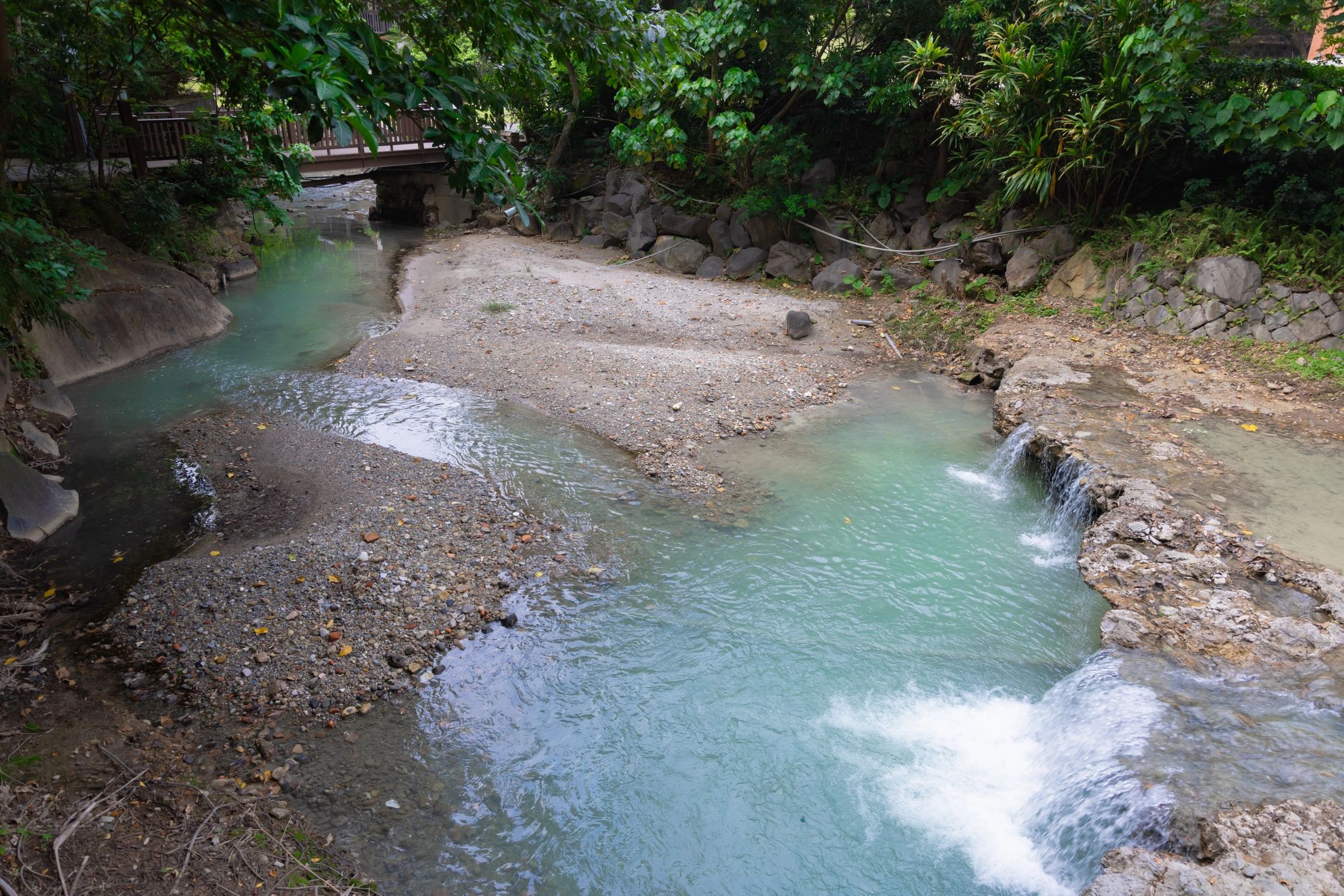 Outdoor hot spring pool in Beitou, Taiwan